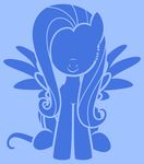  blue_theme cutie_mark equine female fluttershy_(mlp) friendship_is_magic hair horse mammal monochrome my_little_pony pegasus plain_background pony smile wings 