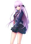  danganronpa danganronpa_1 gloves highres jacket kirigiri_kyouko kukua_(mosushi) long_hair necktie purple_eyes purple_hair skirt 