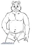  anthro artdecade bear bulge front_view line_art looking_at_viewer male mammal monochrome presenting seduction smile solo topless underwear willy willy_(artdecade) 