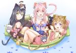  animal_ears antenna_hair bad_id bad_pixiv_id black_hair blush bowl breasts brown_hair cat cat_ears cat_tail cleavage elbow_gloves fujimi_suzu gloves green_eyes headphones large_breasts long_hair looking_at_viewer multiple_girls nitroplus noala open_mouth pink_eyes pink_hair purple_eyes short_hair smile super_sonico tail thighhighs watanuki_fuuri 