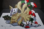  &#332;kami ?kami ambiguous_gender bdsm bondage bound canine chest_tuft claws cute deity eyes_closed female feral fox fur link_(wolf_form) male mammal ninetails_(okami) ninetales nintendo pok&eacute;mon sleeping the_legend_of_zelda tuft vibrantechoes video_games wolf 