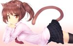  animal_ears brown_hair catgirl orange_eyes original skirt tail thighhighs twintails zizi_(zz22) 