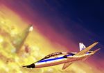  aircraft airplane arrow cloud flying gemini69 helmet highres jet multiple_boys nasa_logo rocket sky t-38_talon triangle uchuu_kyoudai 