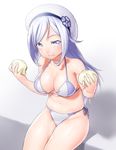  :t aila_jyrkiainen baozi bare_shoulders bikini blush breasts cleavage dual_wielding eating food gundam gundam_build_fighters hat holding large_breasts long_hair navel onsoku_maru shiny shiny_skin side-tie_bikini silver_hair sitting skindentation solo stomach swimsuit 