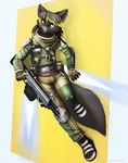  anthro armor black_nose canine clothing colored fur gun hair jamesfoxbr jetpack male mammal military militia_(titanfall) pilot plain_background power_armor ranged_weapon shotgun solo titanfall video_games weapon 