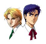  blonde_hair blue_eyes blue_hair brown_eyes dio_brando jojo_no_kimyou_na_bouken jonathan_joestar multiple_boys negu_(geneg) portrait 