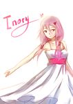  bare_shoulders dress guilty_crown hair_ornament hairclip long_hair looking_at_viewer pink_hair red_eyes solo sundress twintails xy_(974547) yuzuriha_inori 