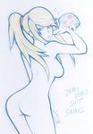  antiheld ass back bad_id bad_tumblr_id breasts from_behind highres medium_breasts metroid metroid_(creature) nude ponytail samus_aran sideboob sketch solo 