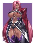  1girl breasts dark_skin huge_breasts ingrid_(taimanin_asagi) long_hair pink_hair solo taimanin_(series) taimanin_asagi 