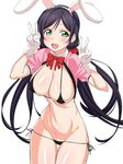  animal_ears bad_id bad_pixiv_id bikini black_hair blush breasts bunny_ears chikuishi crop_top double_v gloves large_breasts legs_together long_hair love_live! love_live!_school_idol_project micro_bikini open_mouth puffy_short_sleeves puffy_sleeves short_sleeves sideboob simple_background solo swimsuit thigh_gap thighs toujou_nozomi twintails underboob v white_background white_gloves 