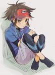  brown_eyes brown_hair kyouhei_(pokemon) male_focus niimura_(csnel) pokemon pokemon_(game) pokemon_bw2 solo visor_cap 