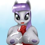  absurd_res animal_genitalia anthro anthrofied blue_eyes breasts cum cum_on_breasts duo equine female friendship_is_magic grey_body hair hi_res horse horsecock male mammal maud_pie_(mlp) my_little_pony nipples open_mouth penis pony purple_hair quin-nsfw sex straight titfuck 