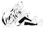  animal_ears bad_id bad_pixiv_id coup_(shun_soku) greyscale highres lineart long_hair looking_at_viewer monochrome original shun_soku solo very_long_hair 