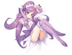  bow cure_sword dokidoki!_precure dress headdress kazuma_muramasa kenzaki_makoto long_hair precure purple_eyes purple_hair thighhighs white 