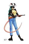  black_fur breasts collar cowboy_hat female fur gun hair hat jeans mammal nipples ranged_weapon rat ratofblades rodent standing topless weapon 