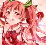  bad_id bad_pixiv_id bow bowtie character_name cherry detached_sleeves food fruit grin hatsune_miku kuromiwa-38 long_hair red_eyes red_hair sakura_miku smile solo twintails vocaloid 