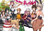  animal_ears ass black_hair blue_eyes bottle brown_eyes brown_hair bunny_ears bunnysuit cake character_request closed_eyes colorized commentary crossdressing cup dress drinking_glass fake_animal_ears food gift hands_together happy_birthday horns knees_together_feet_apart leg_up looking_back maid maid_headdress makuro male_focus midriff multiple_boys navel necktie one_eye_closed open_mouth original otoko_no_ko pantyhose parted_lips party_popper pink_hair ponytail purple_eyes sitting sleeping smile streamers thighhighs translation_request two_side_up wine_glass wrist_cuffs zettai_ryouiki 