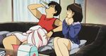  1boy 1girl 80s alcohol animated animated_gif couch couple drink drinking maggie_(venus_senki) oldschool seno_hiro venus_senki 