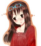  black_eyes black_hair eyewear_on_head glasses long_hair mado_(view85) minakami_mai nichijou solo 