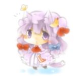  animal_ears blush book bug butterfly cat_ears cat_tail chibi hat insect long_hair lowres open_mouth patchouli_knowledge purple_eyes purple_hair ribbon tail touhou yasiro 