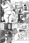  chubby comic dog english_text futaba_kotobuki greyscale male mammal monochrome namihira_kousuke red_panda takaki_takashi text underwear 