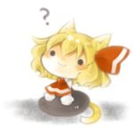  :3 ? animal_ears blonde_hair cat_ears cat_tail chibi ribbon rumia short_hair sitting solid_circle_eyes tail touhou yasiro 