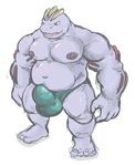  anthro biceps big_muscles bulge chubby erection machoke maldu male musclegut muscles nintendo nipples pecs penis pok&#233;mon pok&eacute;mon pose solo speedo standing swimsuit topless video_games 