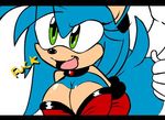  bardock119 becky breasts choker cleavage clothed clothing english_text female green_eyes hedgehog mammal mobius_unleashed open_mouth palcomix puritylf4 sega sonic_(series) text the 