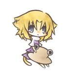  animal_ears blonde_hair blue_eyes cat_ears cat_tail chibi hat lowres moriya_suwako short_hair tail touhou yasiro 