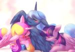  bakki blue_hair blush equine eyes_closed female feral friendship_is_magic group hair horn horse lesbian lying mammal multi-colored_hair my_little_pony on_front pony preening princess_cadance_(mlp) princess_luna_(mlp) purple_hair royalty twilight_sparkle_(mlp) winged_unicorn wings 