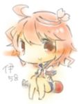  ahoge blush chibi flower i-58_(kantai_collection) kantai_collection lowres pink_eyes pink_hair short_hair smile torpedo translated yasiro 