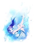  aki_(neyuki41028) barefoot blue_eyes blue_hair dress hiradaira_chisaki long_hair nagi_no_asukara sailor_dress school_uniform serafuku side_ponytail underwater 
