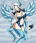  1girl breasts breats demon_girl fairy_tail highres kodansha lipestick lipstick long_hair makeup mirajane mirajane_strauss solo tail white_hair wings 