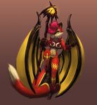  anthro breasts canine drxsmokey female fox fur hair looking_at_viewer mammal pink_hair plain_background red_fur ruby ruby_(char) solo stick white_fur wings yellow_eyes 