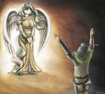  angerelic anthro big_breasts breasts cleavage clothed clothing crossover dark_souls equine female friendship_is_magic hair horn horse human long_hair male mammal multi-colored_hair my_little_pony pony princess_celestia_(mlp) solaire_of_astora solarie_of_astora winged_unicorn wings 