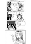  &gt;_&lt; &lt;o&gt;_&lt;o&gt; ahoge closed_eyes comic cup detached_sleeves eyepatch greyscale hairband headgear highres japanese_clothes kantai_collection kongou_(kantai_collection) korean long_hair monochrome multiple_girls short_hair smh1069 teacup tenryuu_(kantai_collection) translated 