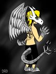  bone claws darkrainbowdragon demon halfdemon human male mammal marik mark_de_drak metal metall pose solo topless wings 