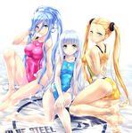  3girls aoki_hagane_no_arpeggio aqua_swimsuit arm_support arms ass back bangs bare_shoulders barefoot blonde_hair blue_eyes blue_hair blue_swimsuit blush breast_suppress breasts clothed_navel collarbone competition_swimsuit ears embarrassed english feet female fingernails floor foreshortening green_eyes hair_between_eyes hair_tucking hand_on_knee hands haruna_(aoki_hagane_no_arpeggio) highres hips iona knee_up knees large_breasts legs lips long_hair looking_at_viewer looking_back mound_of_venus multiple_girls nagayori on_floor one-piece_swimsuit parted_lips partially_submerged photoshop pink_swimsuit ponytail shiny shiny_clothes shiny_hair shiny_skin silver_hair simple_background sitting smile soles swept_bangs swimsuit takao_(aoki_hagane_no_arpeggio) text thighs tiles toes twintails very_long_hair water wet white_background yellow_swimsuit 