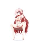  ass_on_glass bad_id bad_pixiv_id blush breasts glasses highres large_breasts long_hair looking_at_viewer lucky_star mizushima_(p201112) navel nipples nude pink_hair purple_eyes simple_background sitting smile solo spread_legs takara_miyuki tiptoes very_long_hair white_background 
