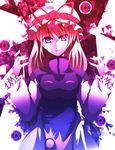  blonde_hair breasts colorful hat highres kotaroukuroo long_hair long_sleeves looking_at_viewer medium_breasts open_mouth purple_eyes solo tabi touhou yakumo_yukari 