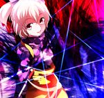  blonde_hair bow hair_ornament kotaroukuroo kurodani_yamame long_sleeves looking_at_viewer ponytail smile solo touhou yellow_eyes 