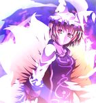  blonde_hair fox_tail hat kotaroukuroo long_sleeves looking_at_viewer mob_cap multiple_tails short_hair solo tabi tail touhou yakumo_ran yellow_eyes 