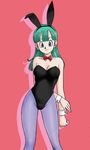  animal_ears blue_eyes bulma bunny_ears bunnysuit dragon_ball dragon_ball_(classic) green_hair long_hair pantyhose solo uraharukon 