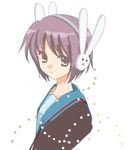  bangs bunny_headphones headphones kita_high_school_uniform lowres nagato_yuki school_uniform short_hair sinko solo suzumiya_haruhi-chan_no_yuuutsu suzumiya_haruhi_no_yuuutsu 