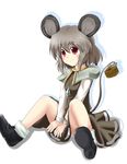  animal_ears bad_id bad_pixiv_id capelet grey_hair itamochi jewelry mouse mouse_ears mouse_tail nazrin panties pantyshot pendant red_eyes short_hair solo tail touhou underwear 