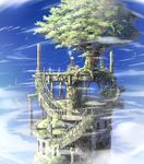  mochizuki_saku original overgrown pink_hair polearm ruins scenery short_hair solo spear tree weapon 