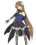  artist_request blue_eyes brown_hair cosplay elbow_gloves emil_castagnier emil_castagnier_(cosplay) flower gloves hair_ornament long_hair lowres marta_lualdi scarf smile solo tales_of_(series) tales_of_symphonia tales_of_symphonia_knight_of_ratatosk thighhighs very_long_hair 