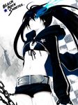  bad_id bad_pixiv_id belt bikini_top black_hair black_rock_shooter black_rock_shooter_(character) blue_eyes chain flat_chest long_hair midriff pale_skin short_shorts shorts solo star twintails yugiha 