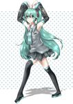  aqua_hair elbow_gloves gloves hatsune_miku long_hair neota solo thighhighs twintails very_long_hair vocaloid 