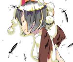  black_wings closed_eyes expressionless feathers hat ichi_makoto parted_lips profile shameimaru_aya solo tokin_hat touhou upper_body wings 